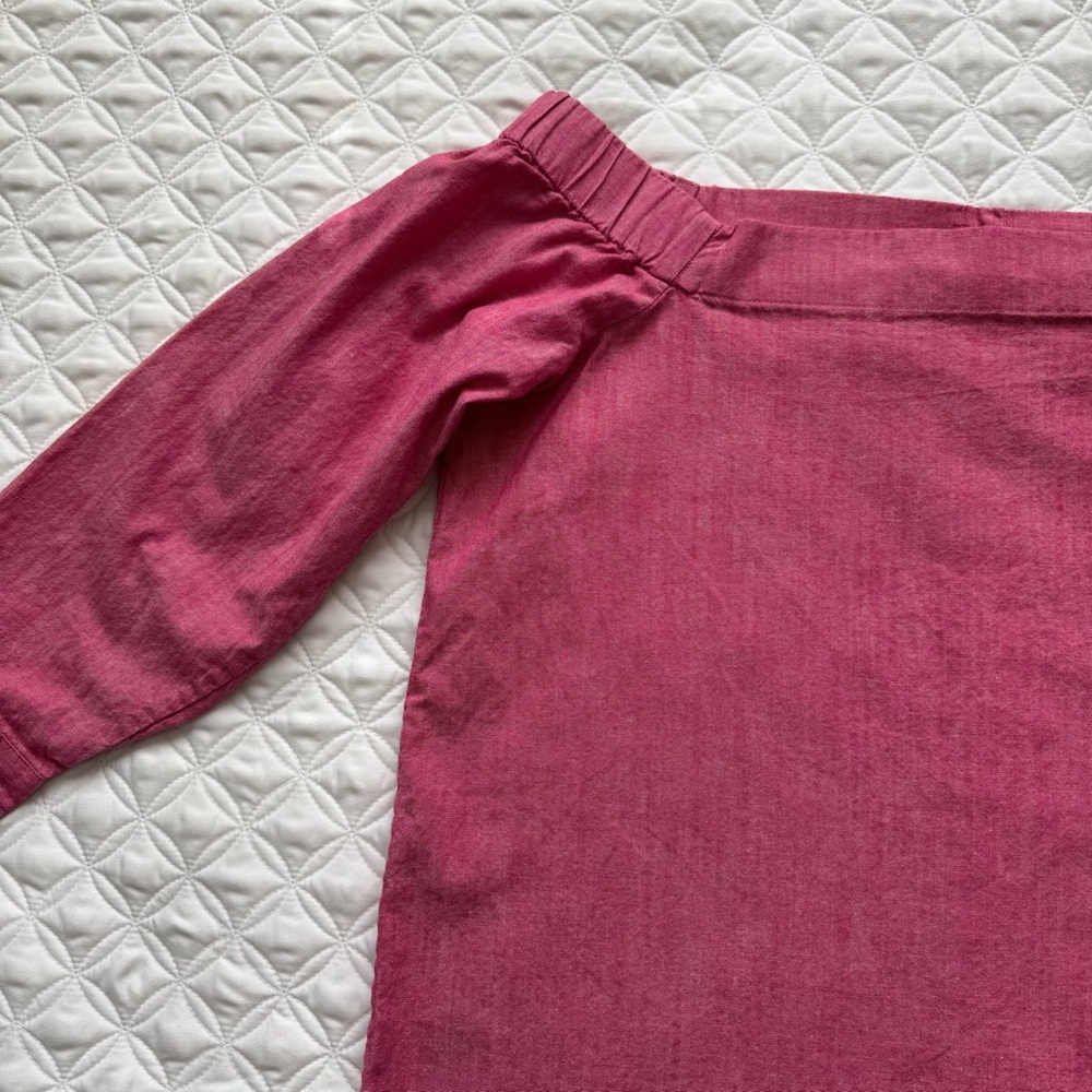 Banana Republic Factory Pink Chambray Button Down Back Off The Shoulder Top Sz S - Picture 7 of 15